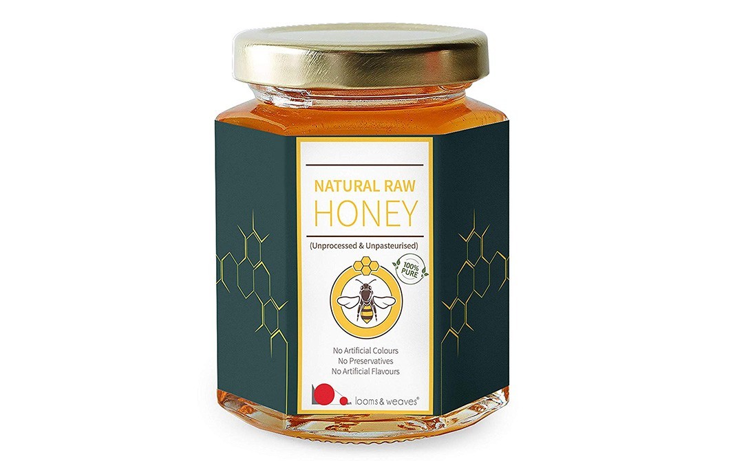 Looms & Weaves Natural Raw Honey (Unprocessed & Unpasteurised)   Glass Jar  500 grams